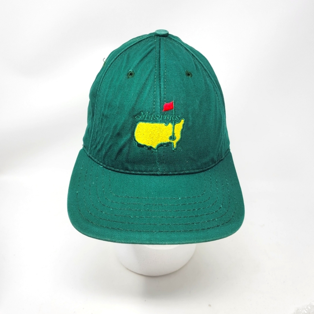 Masters Golf Vintage 80s American Needle Green Leatherback Hat Made In Usa